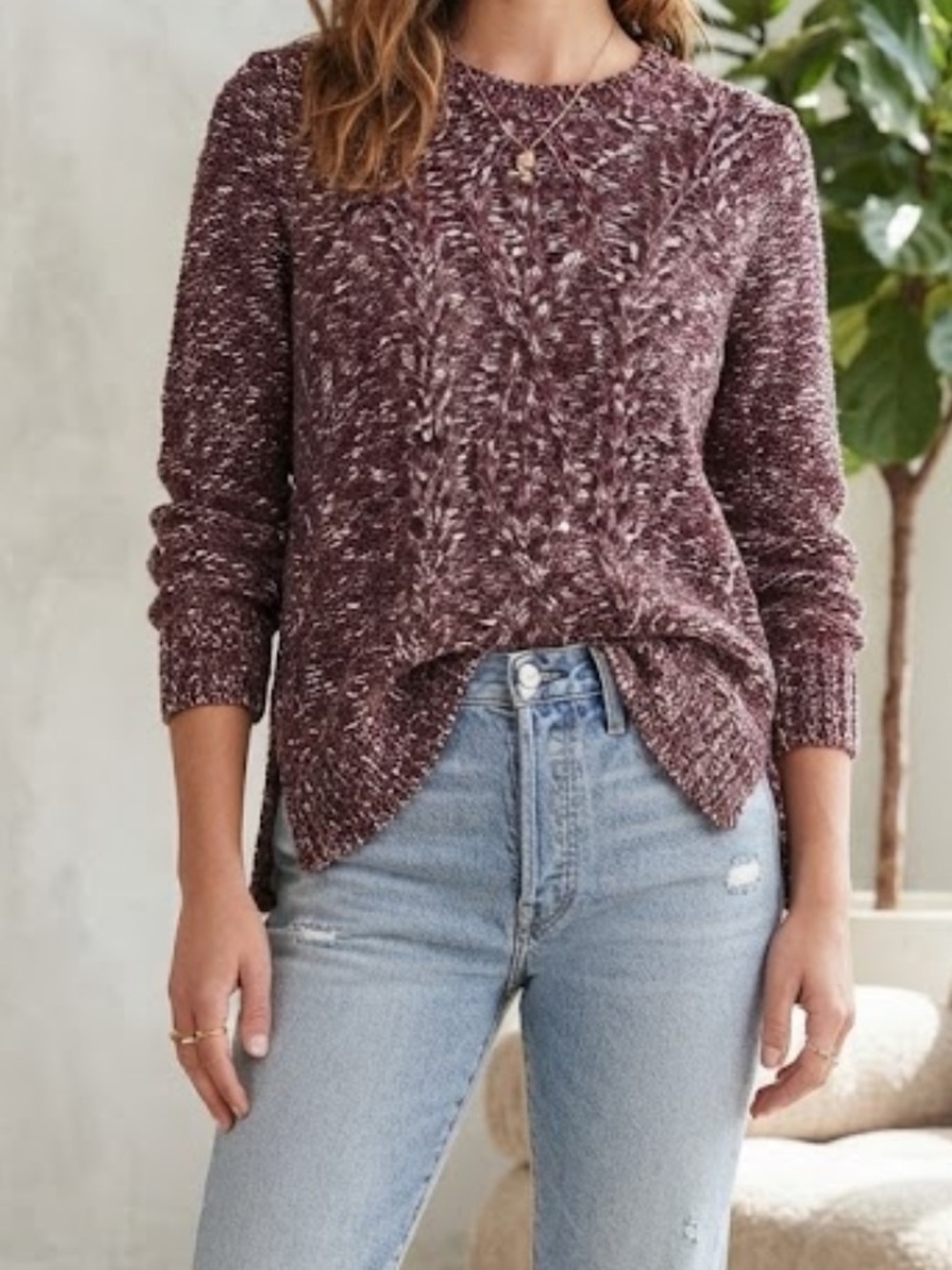 MADEWELL Maroon Firelight Marled Thick Knit Wool Blend Sweater Medium